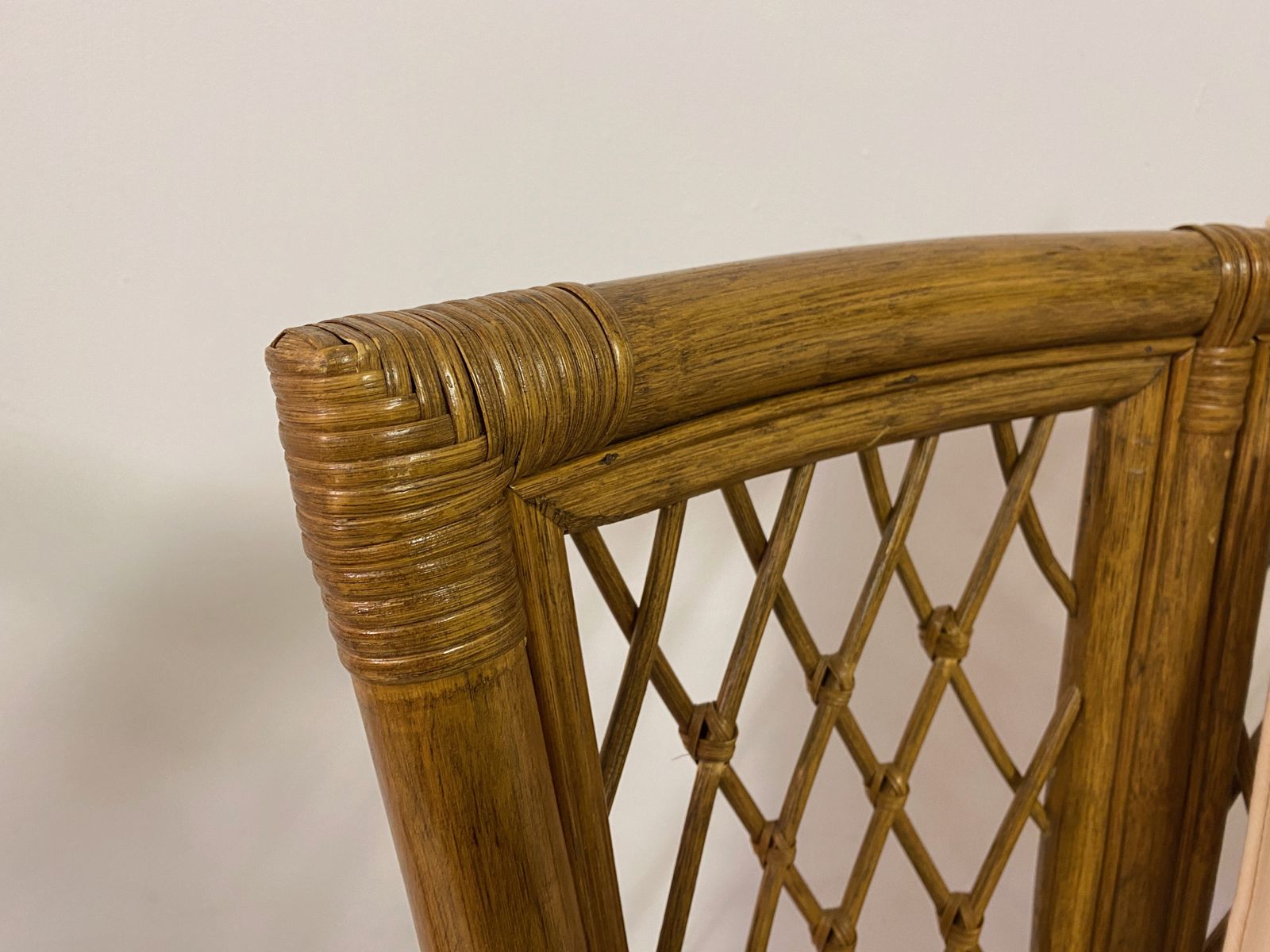 Pair Of 1980s High Back Bamboo Chairs With Ottomans photo Furniture