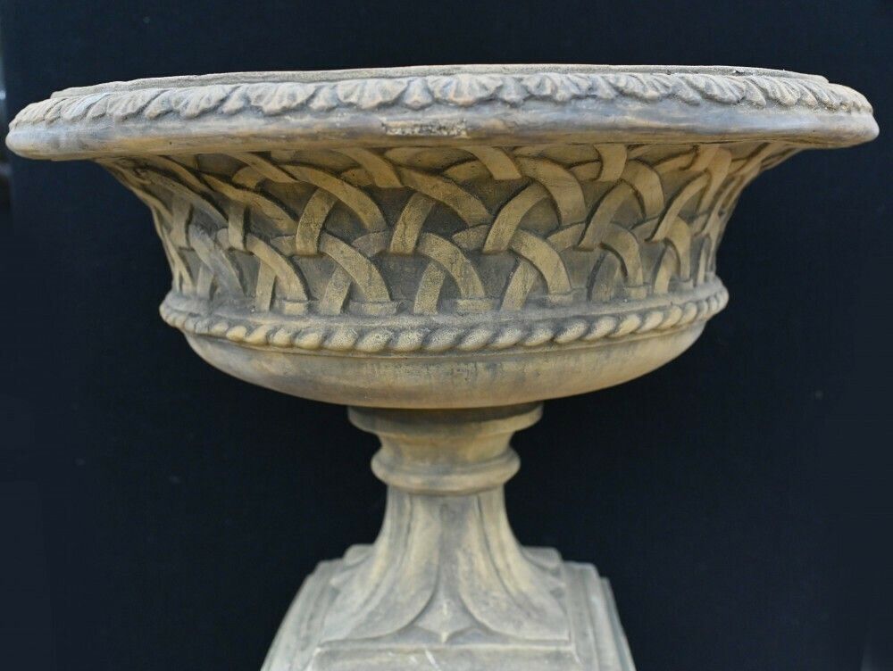 Pair Terracotta Garden Urns Pedestal Classical Celtic Gothic photo buy