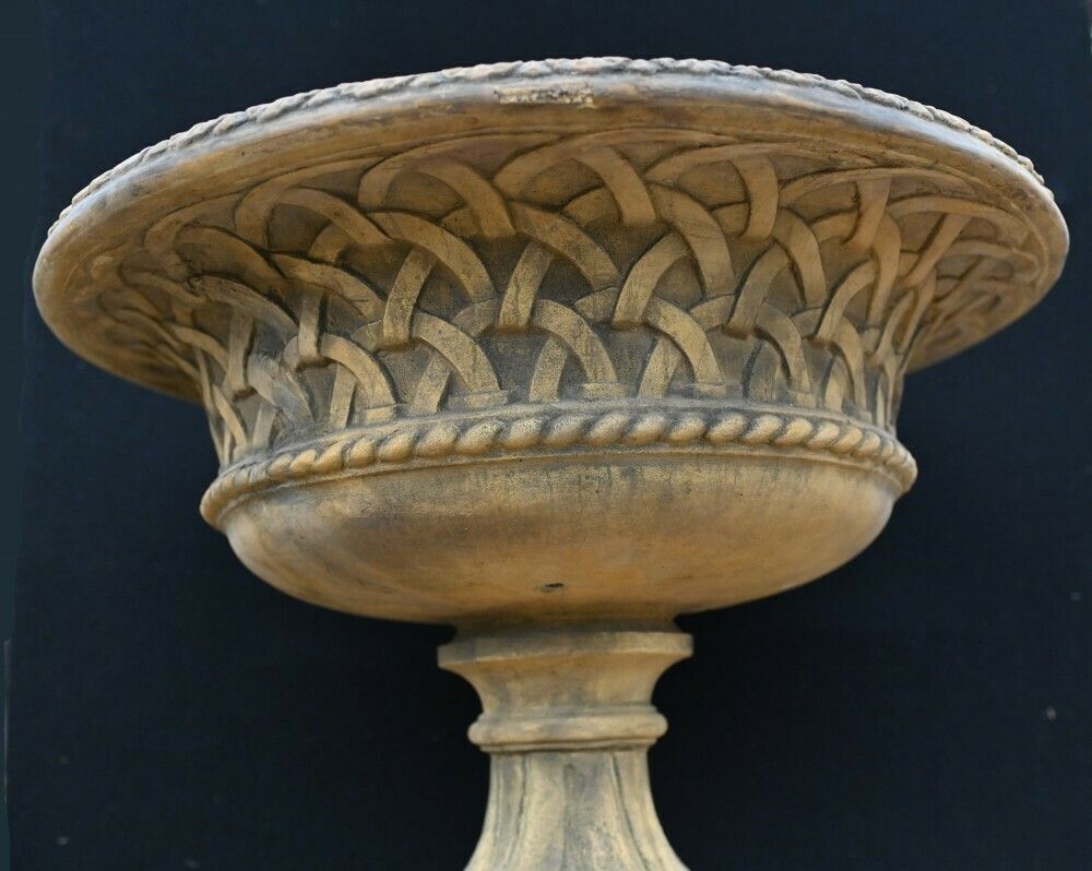 Garden Decor Pair Terracotta Garden Urns Pedestal Classical Celtic Gothic photo