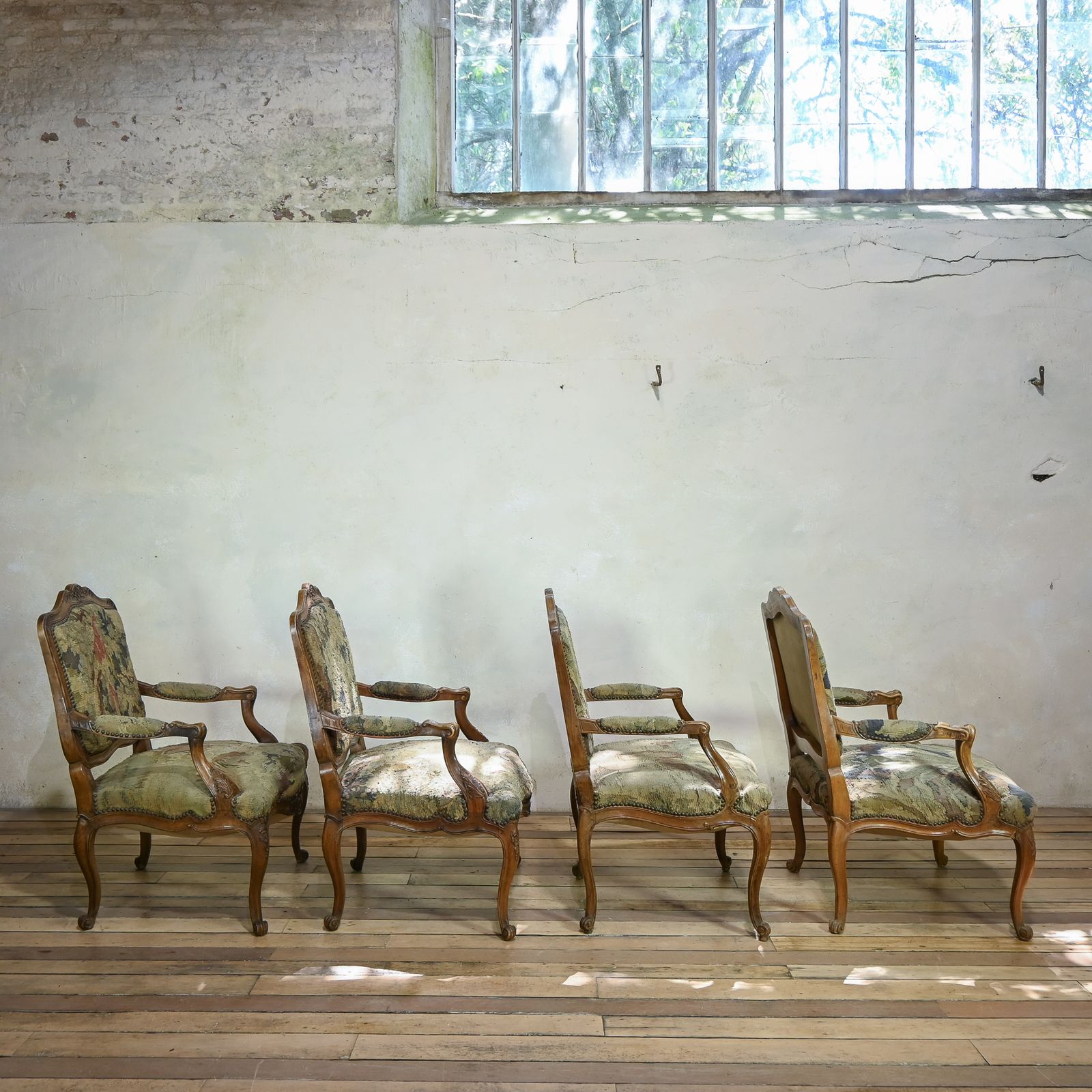 A Set Of Four 19th Century French Louis XV Fauteuils Open Armchairs photo vintage