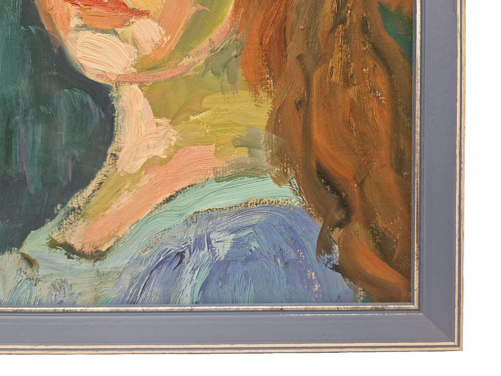 photo furniture Expressionistisch Portret Van Een Roodharig Meisje, Olieverfschilderij, Mid Century, Ingelijst