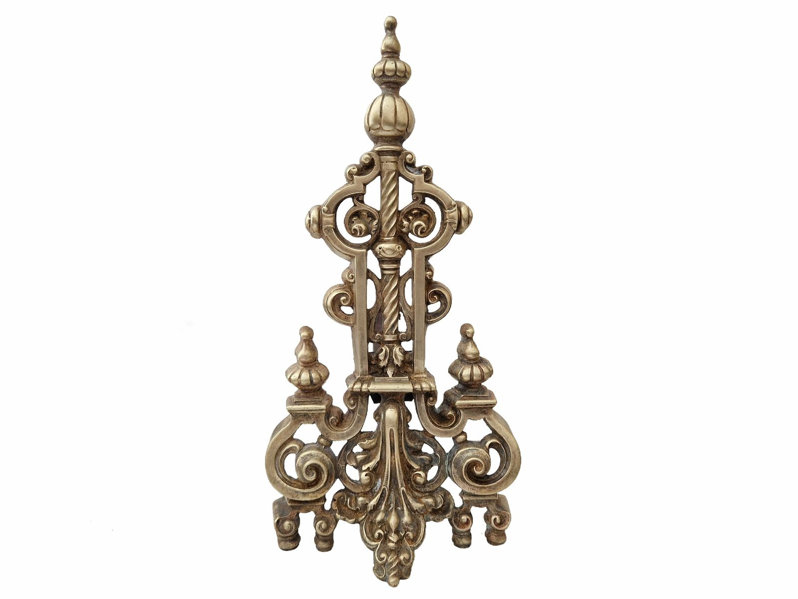Antique French Brass Fireplace Chenets, A Pair, 19th Century Provincial Andirons photo buy