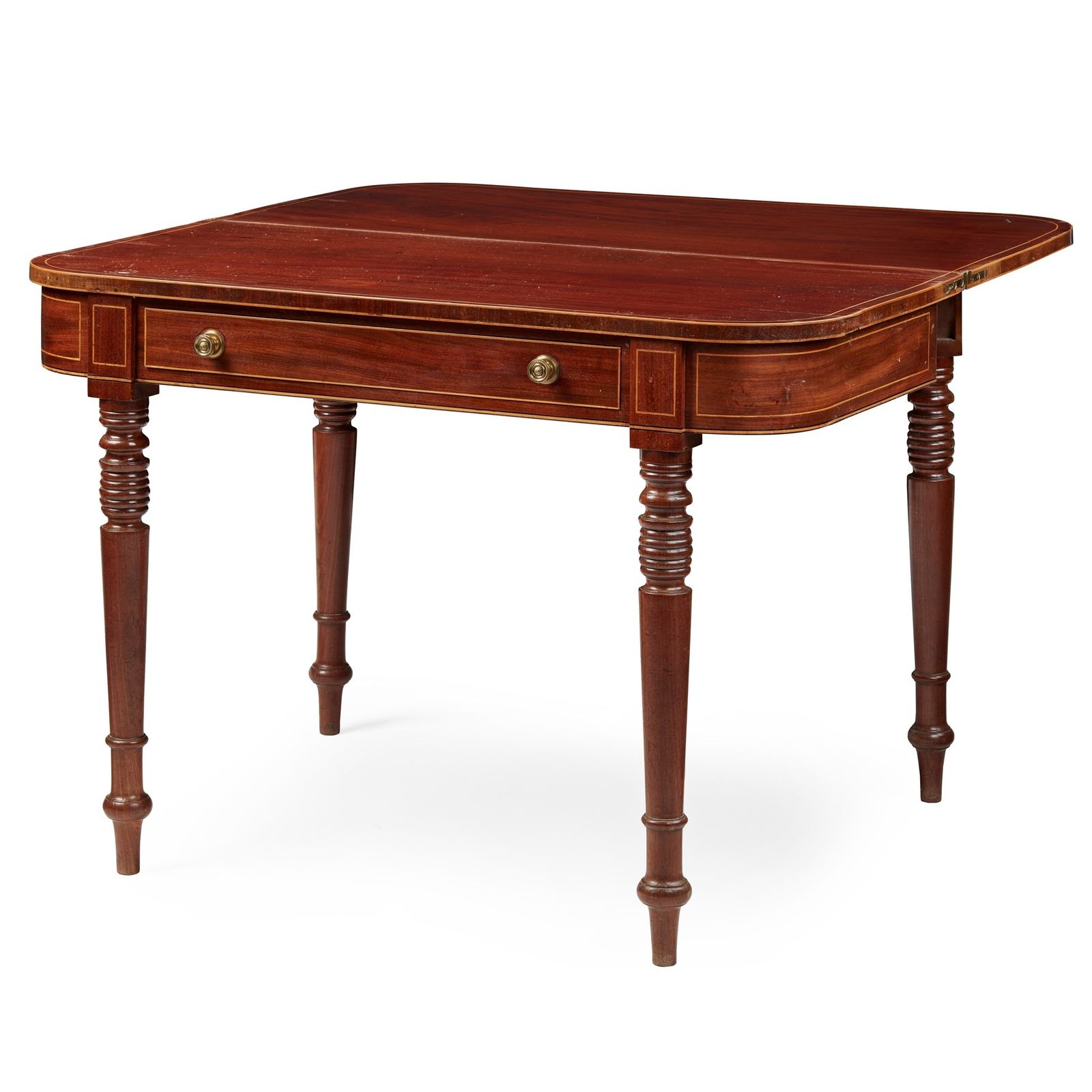 Regency Mahogany And Satinwood Strung Tea Table   Early 19th Century photo for sale