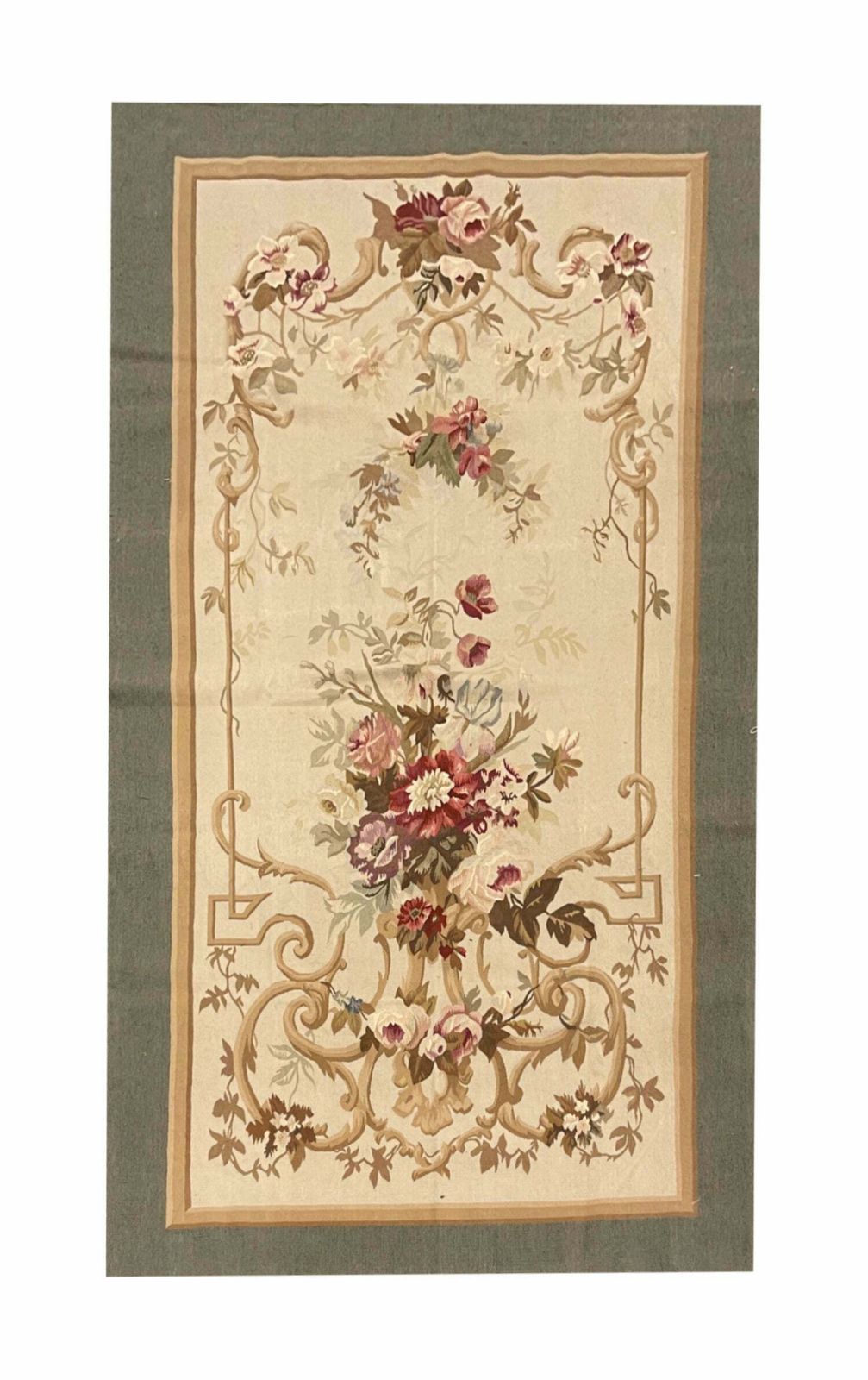 Aubusson Rug Traditional French Carpet Handwoven Floral Wool Needlepoint