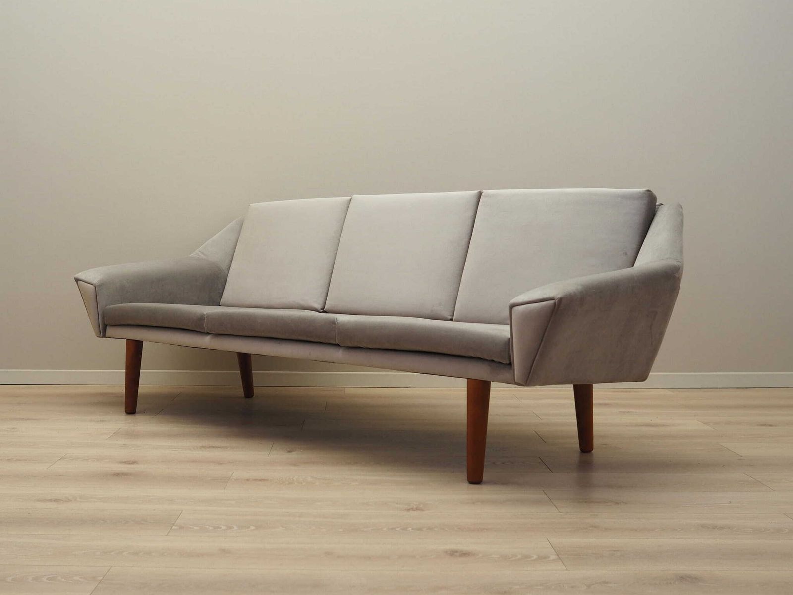 Grey Velour Sofa, Danish Design, 1980s, Production: Denmark photo for sale