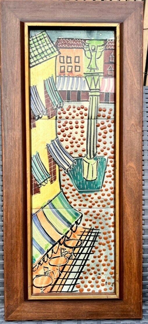 Harris G Strong (American Artist) 1960s Framed Ceramic Sculpture Tile photo for sale