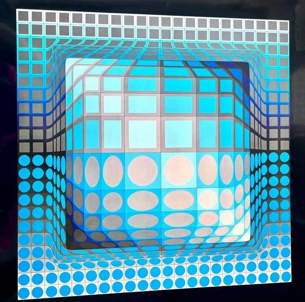 Original Vintage Victor Vasarely Heliogravure Print From “Progressions 3 Portfolio” ‘Koska Rev’