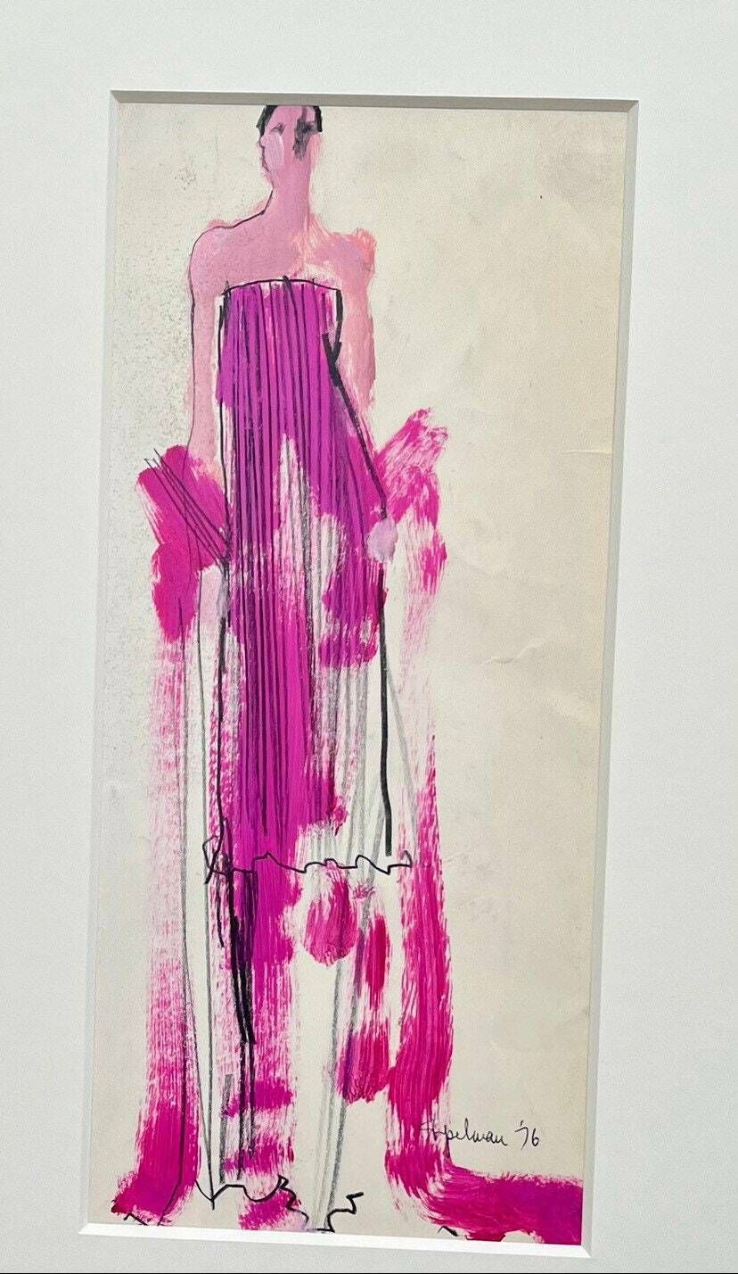 Original Vintage Fashion Illustration Piece By Steven Stipleman ‘Runway Sketch’ photo Art