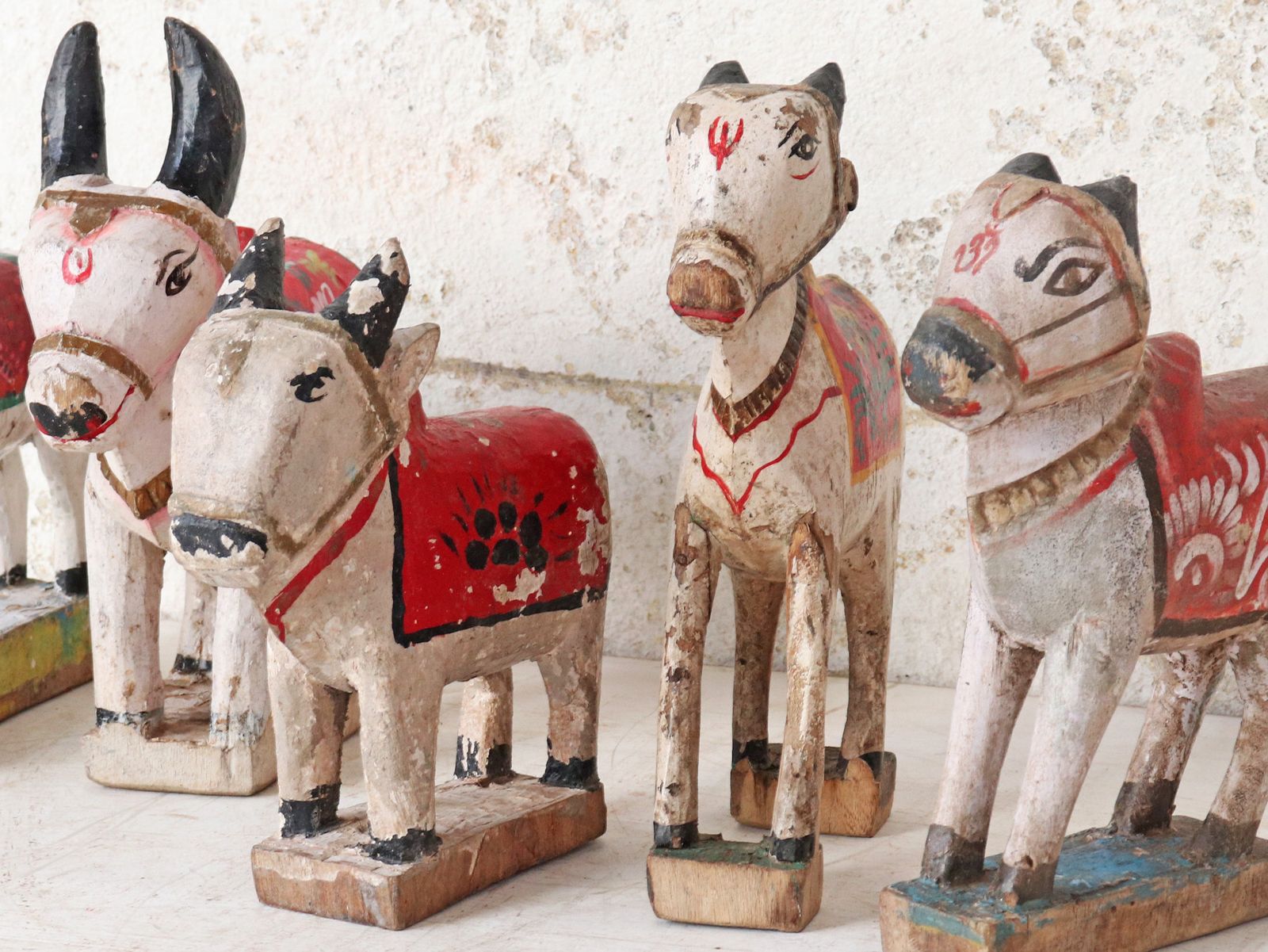 Large Vintage Wooden Cow   Red photo for sale