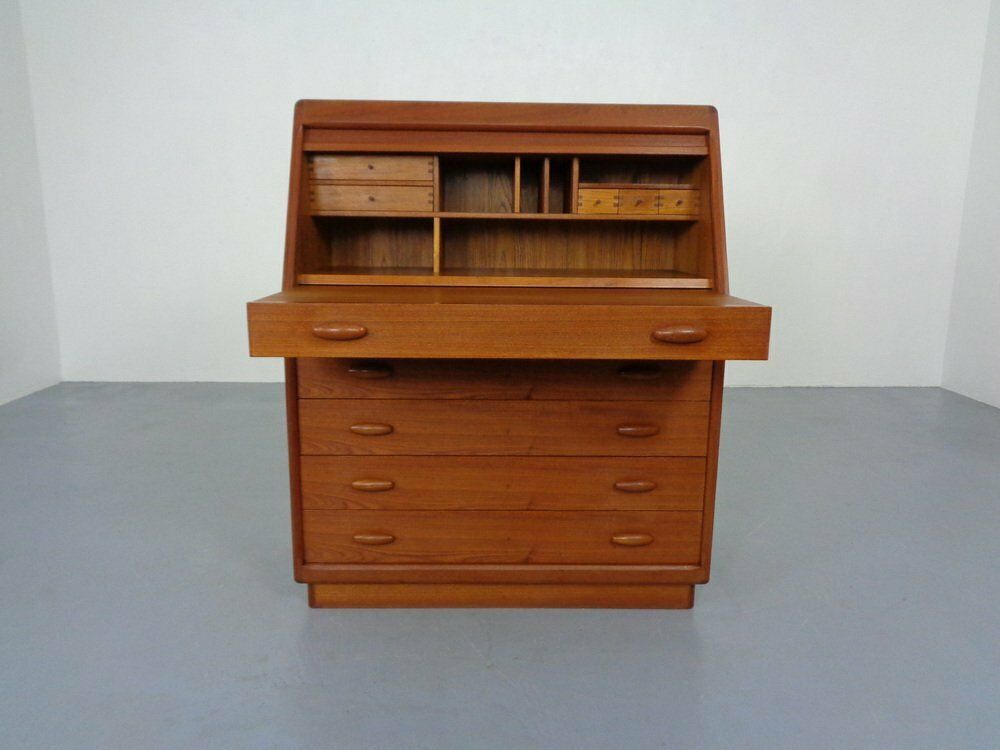 Teak Tambour Secretary From Dyrlund, 1960s photo for sale