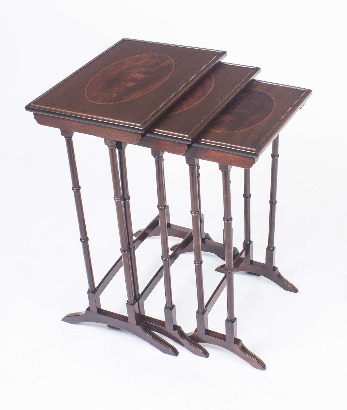 photo furniture Victorian Mahogany & Inlaid  Nest Of 3 Tables C.1880
