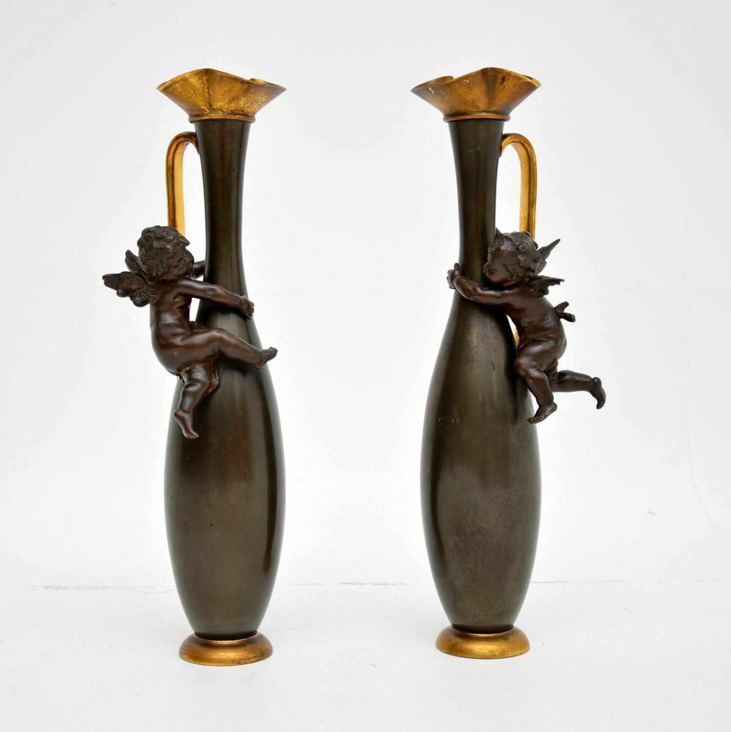 Pair Of Antique French Decorative Bronze Pitchers