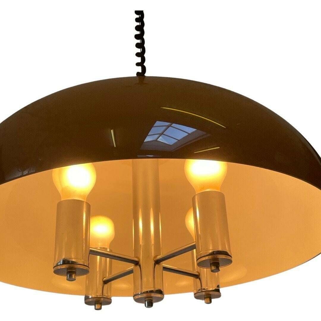 Xl Hanging Pedant Including Rollycord   Brown Acrylic   Giannelli Firenze Luce   Vintage Italian Design   Model With 4 Bulbs photo 308.0