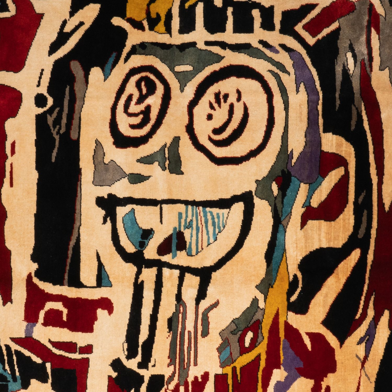 D’après	Jean Michel	Basquiat,	Tapis,	Ou	Tapisserie, « Têtes	De	Poule ».	Travail	Contemporain photo furniture