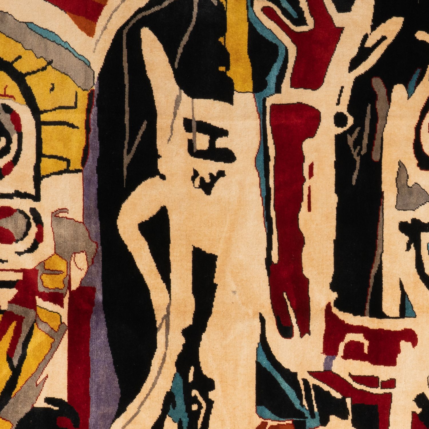 D’après	Jean Michel	Basquiat,	Tapis,	Ou	Tapisserie, « Têtes	De	Poule ».	Travail	Contemporain photo 11780.0