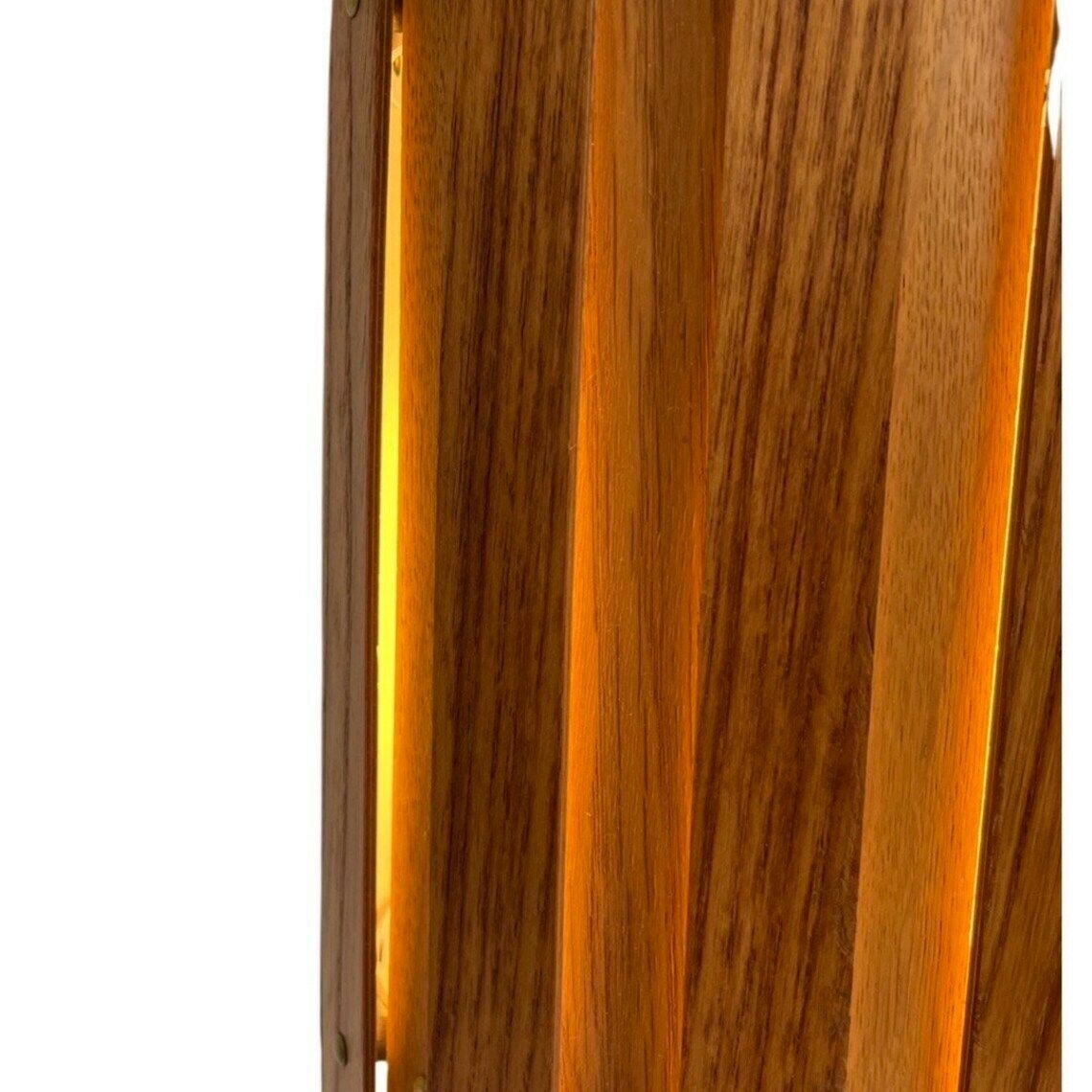 Ca. 1960's Ceiling Fixture   Scandinavian Design   Teak Wood Plywood Cylinder And Matching Ceiling Canopy photo 297.0