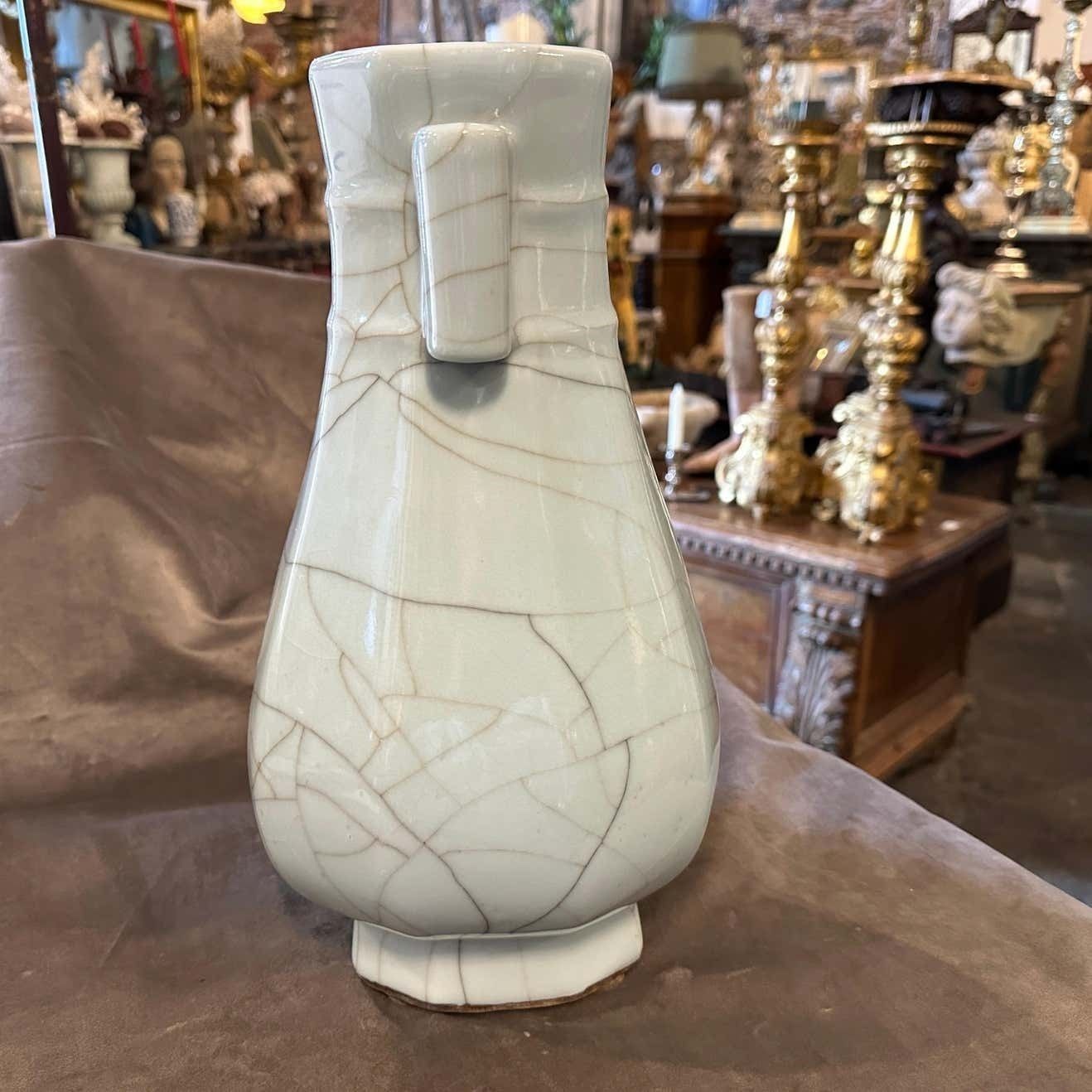 19th Century Greyish Celadon Glazed Chinese Porcelain Vase photo vinterior