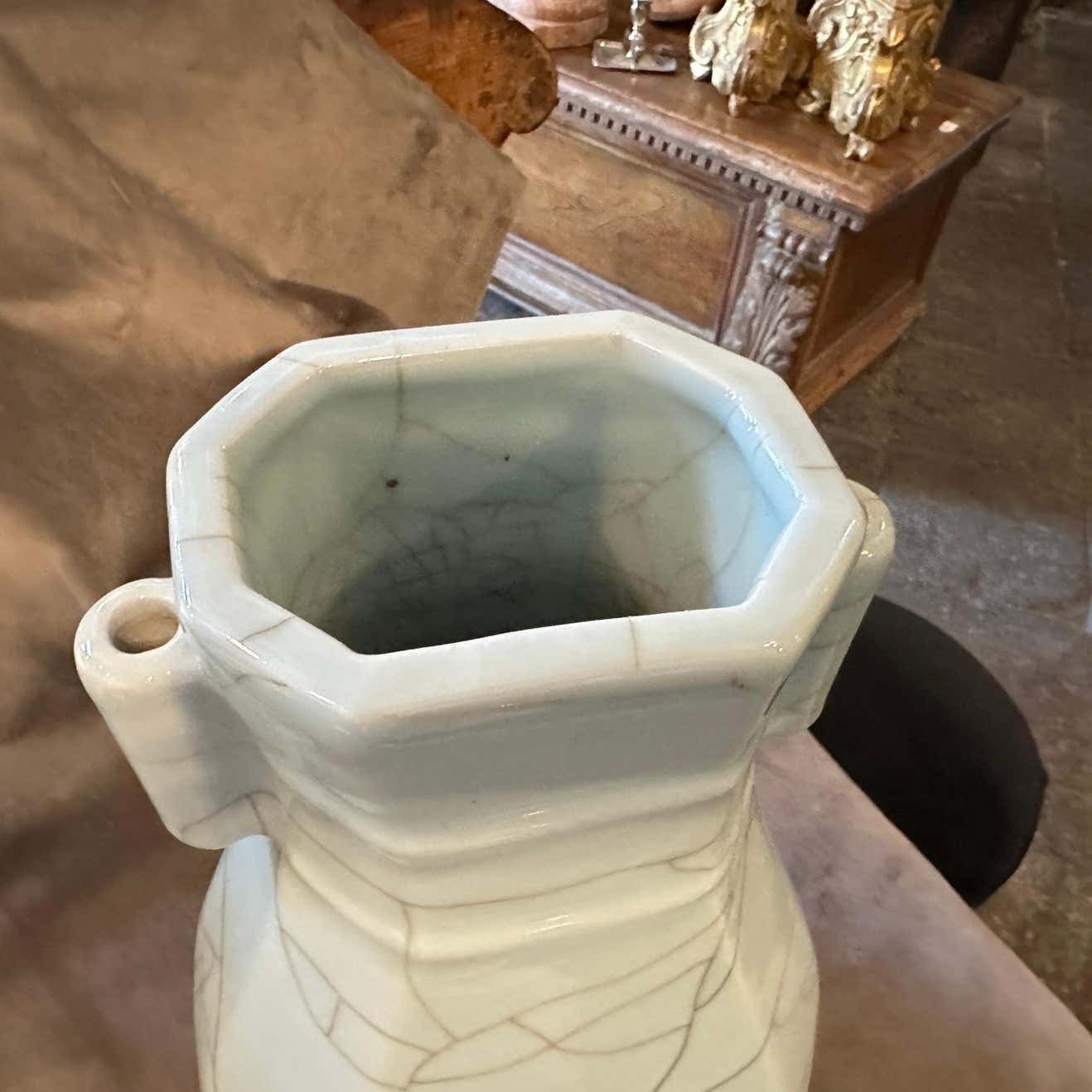photo for sale 19th Century Greyish Celadon Glazed Chinese Porcelain Vase