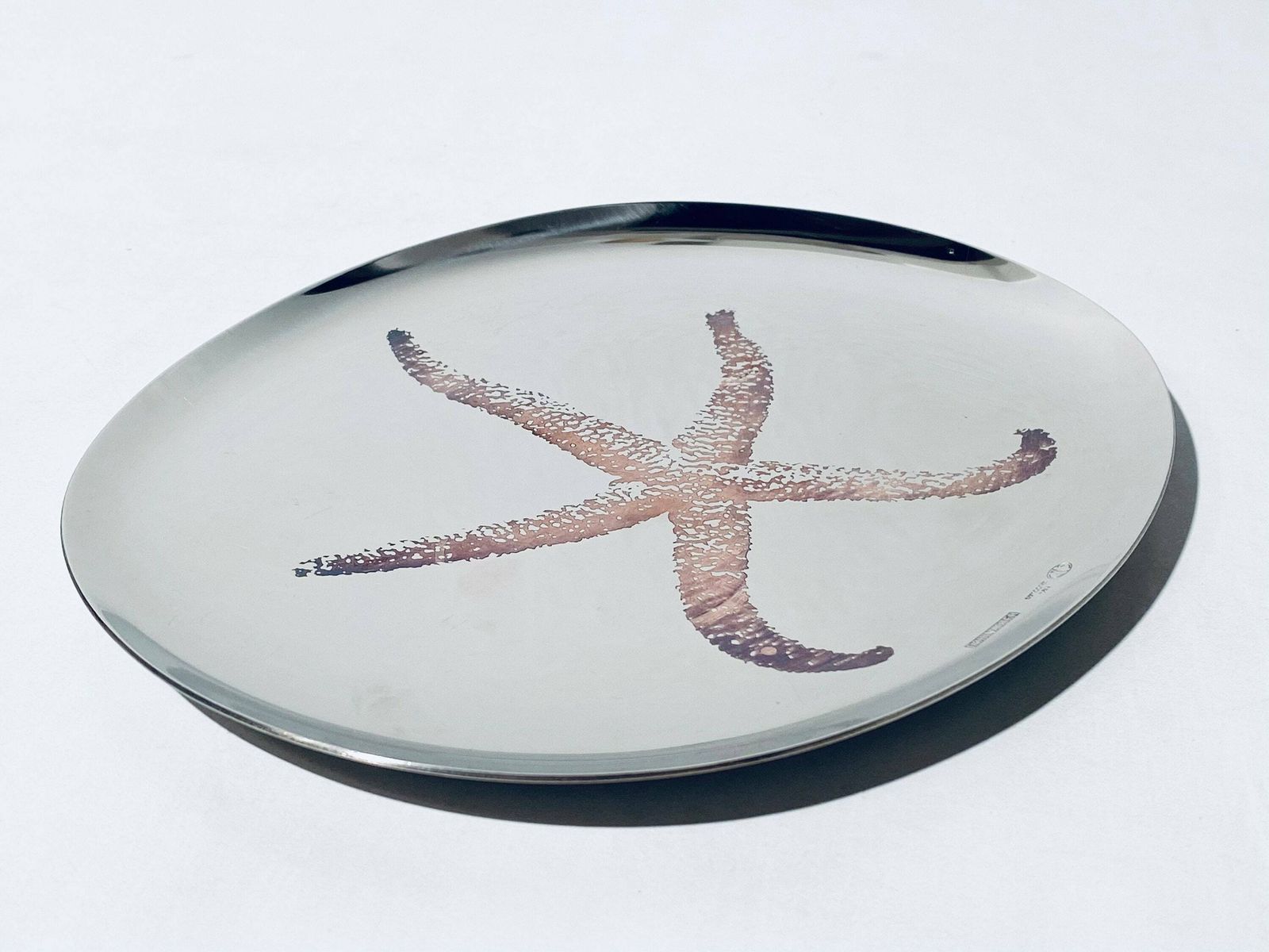 Sambonet Italy Echinaster Starfish Serving Tray / Stainless Steel / Oval Vintage Tableware photo for sale