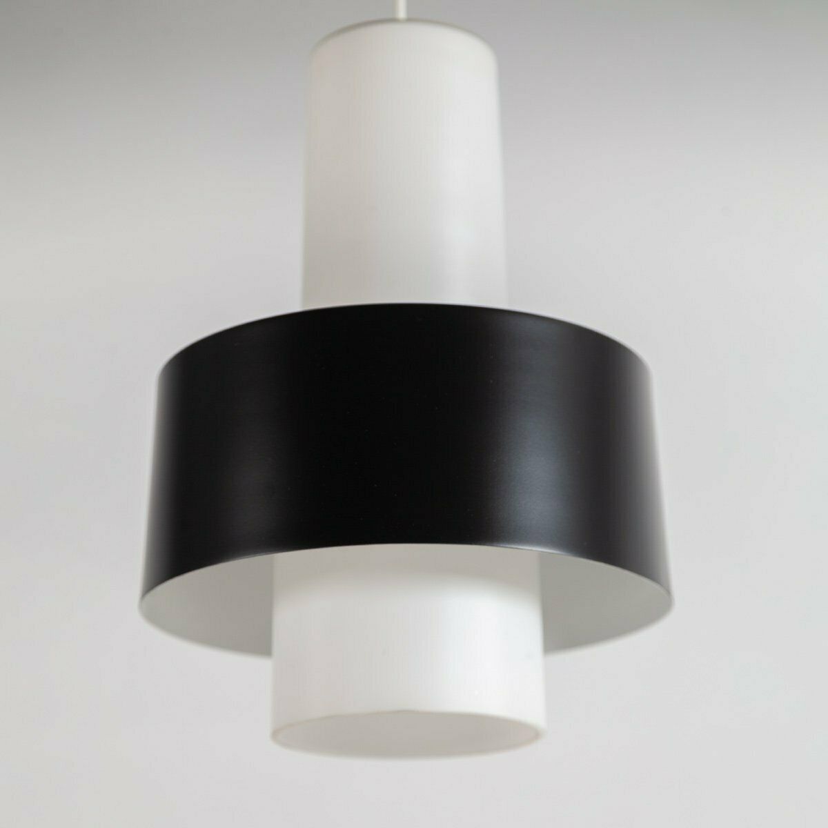 Mid Century Metal And Milk Glass Pendant, 1960s