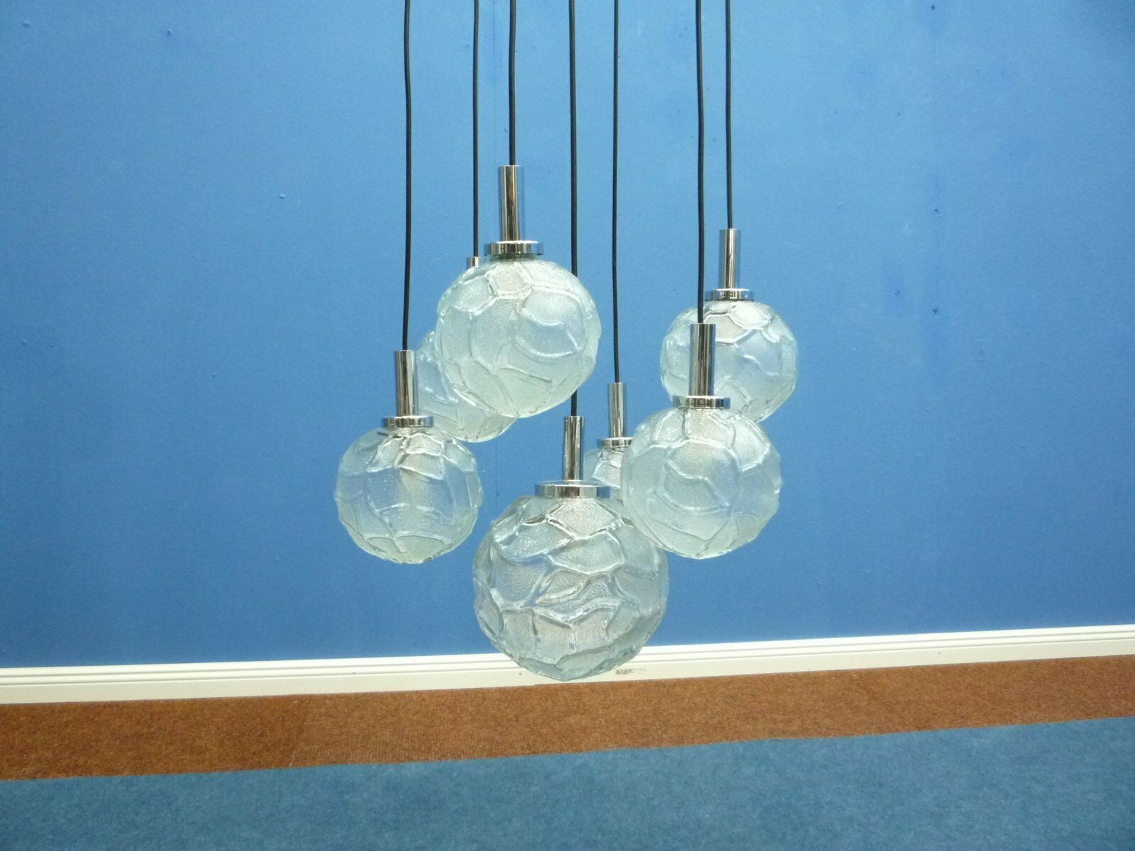 Cascade Ice Glass Pendant Lamp From Doria, 1960s photo for sale