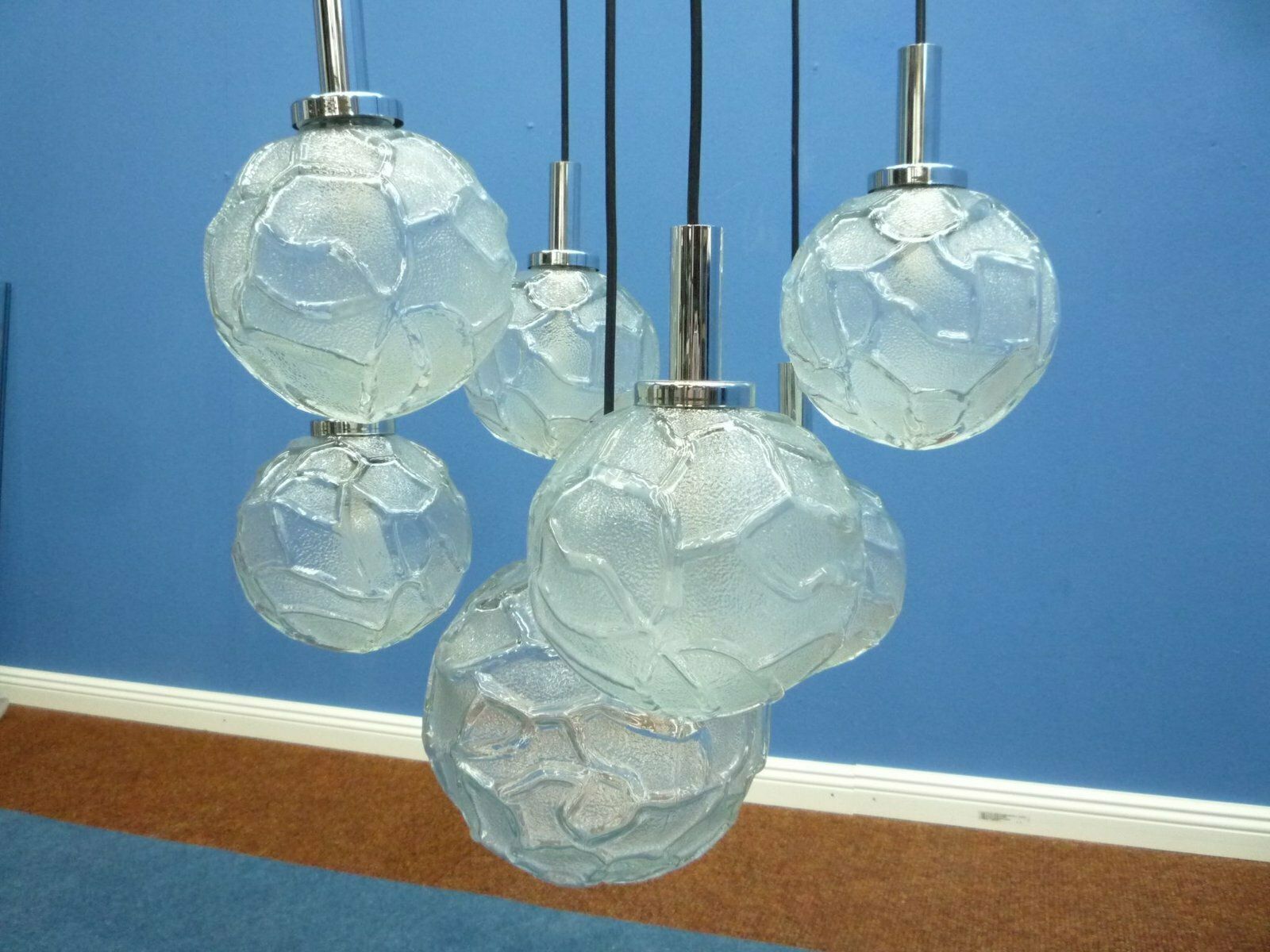 Cascade Ice Glass Pendant Lamp From Doria, 1960s photo 558.0