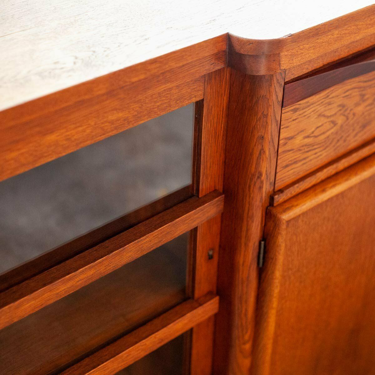 Dutch Art Deco Sideboard In Oak With Coromandel Wood Details And Glass Panes, 1930s photo buy