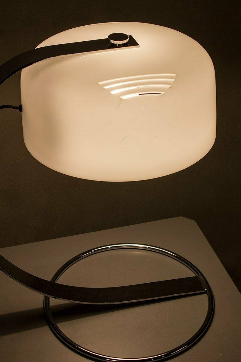 Tropic Chrome Plated Steel And White Acrylic Desk Lamp Made By Raak, 1970s photo for sale