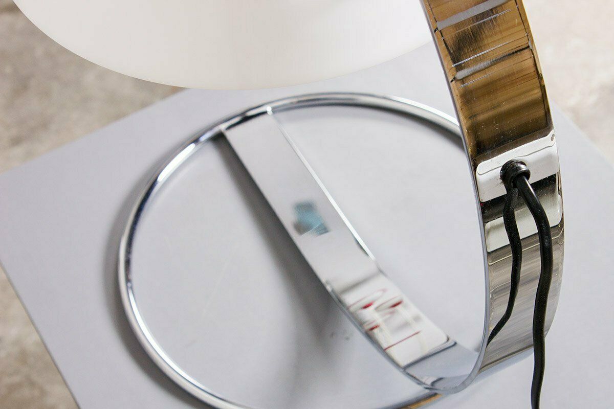 Tropic Chrome Plated Steel And White Acrylic Desk Lamp Made By Raak, 1970s photo vinterior
