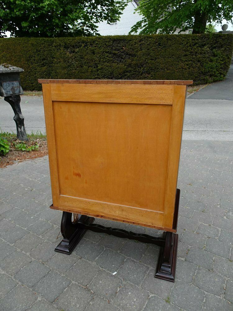 photo vinterior Italian Two Tone Mahogany Lyre Cabinet In The Style Of Borsani