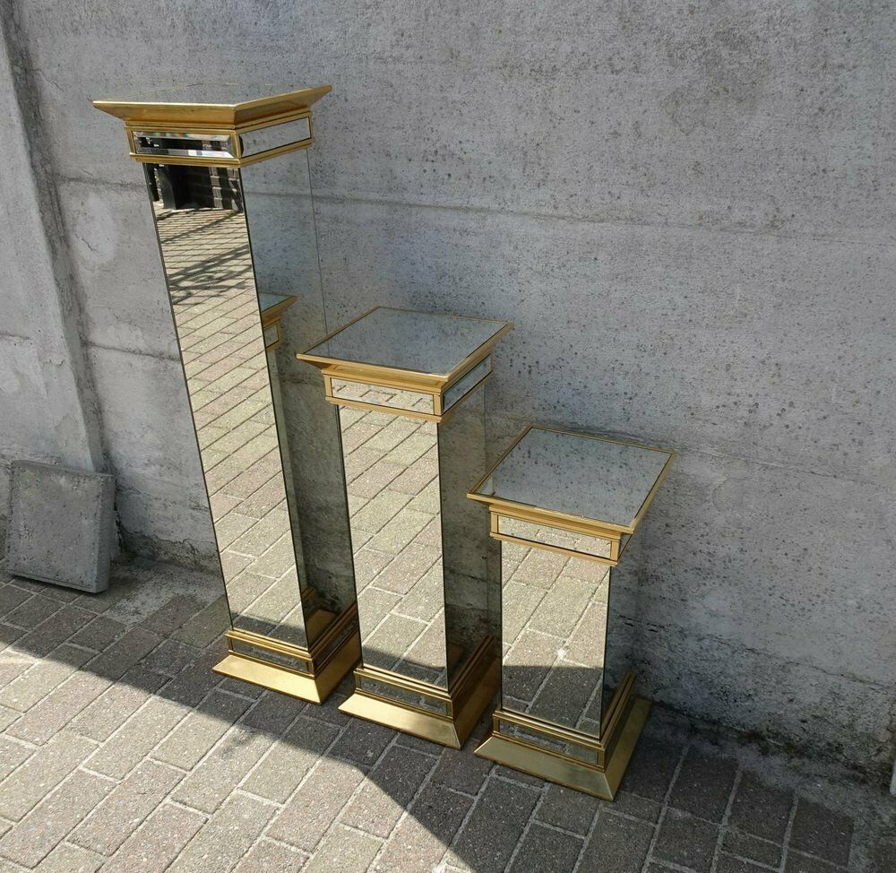 photo buy Mid Century Hollywood Regency Mirrored Columns From Deknudt Belgium, Set Of 3