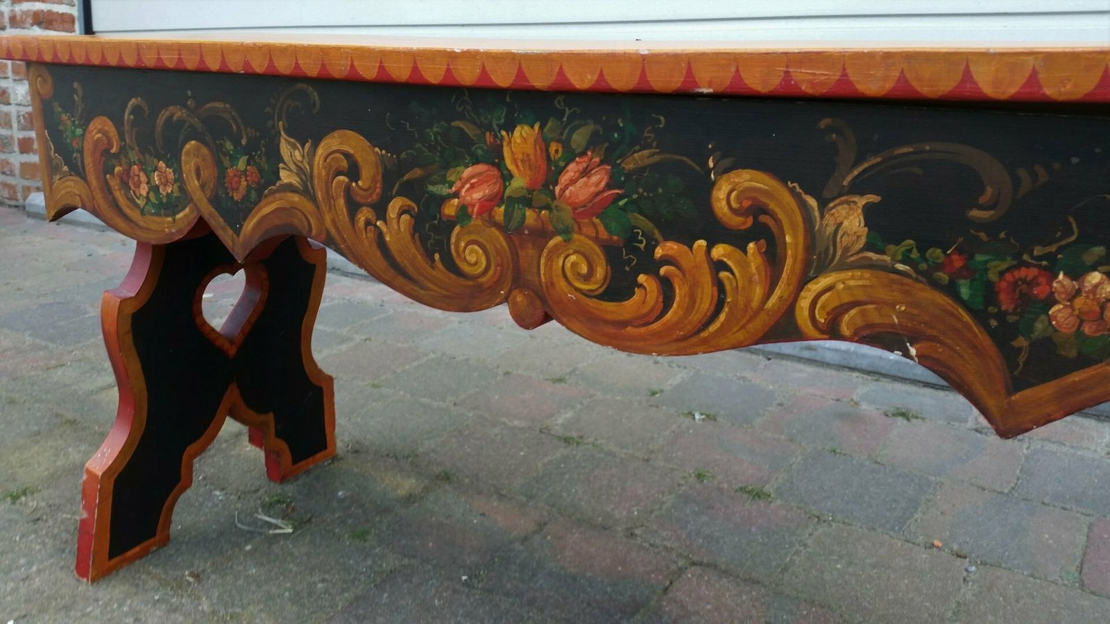 photo furniture French Hand Painted Wooden Bench By R. Jaeg, 1961