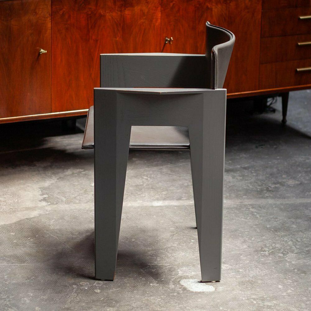 Grey Oak And Leather Dining Chairs By Arnold Merkx For Arco, 1980s, Set Of 4 photo Furniture