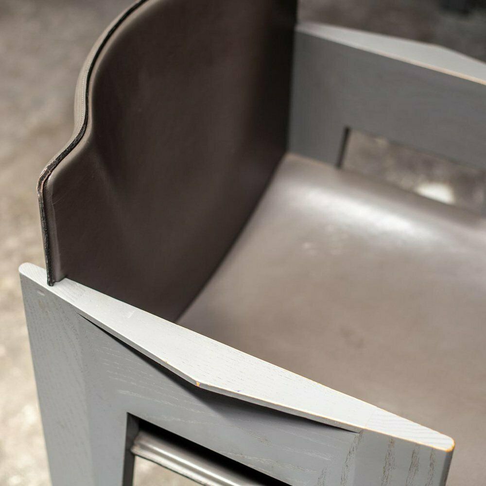 Grey Oak And Leather Dining Chairs By Arnold Merkx For Arco, 1980s, Set Of 4 photo vintage