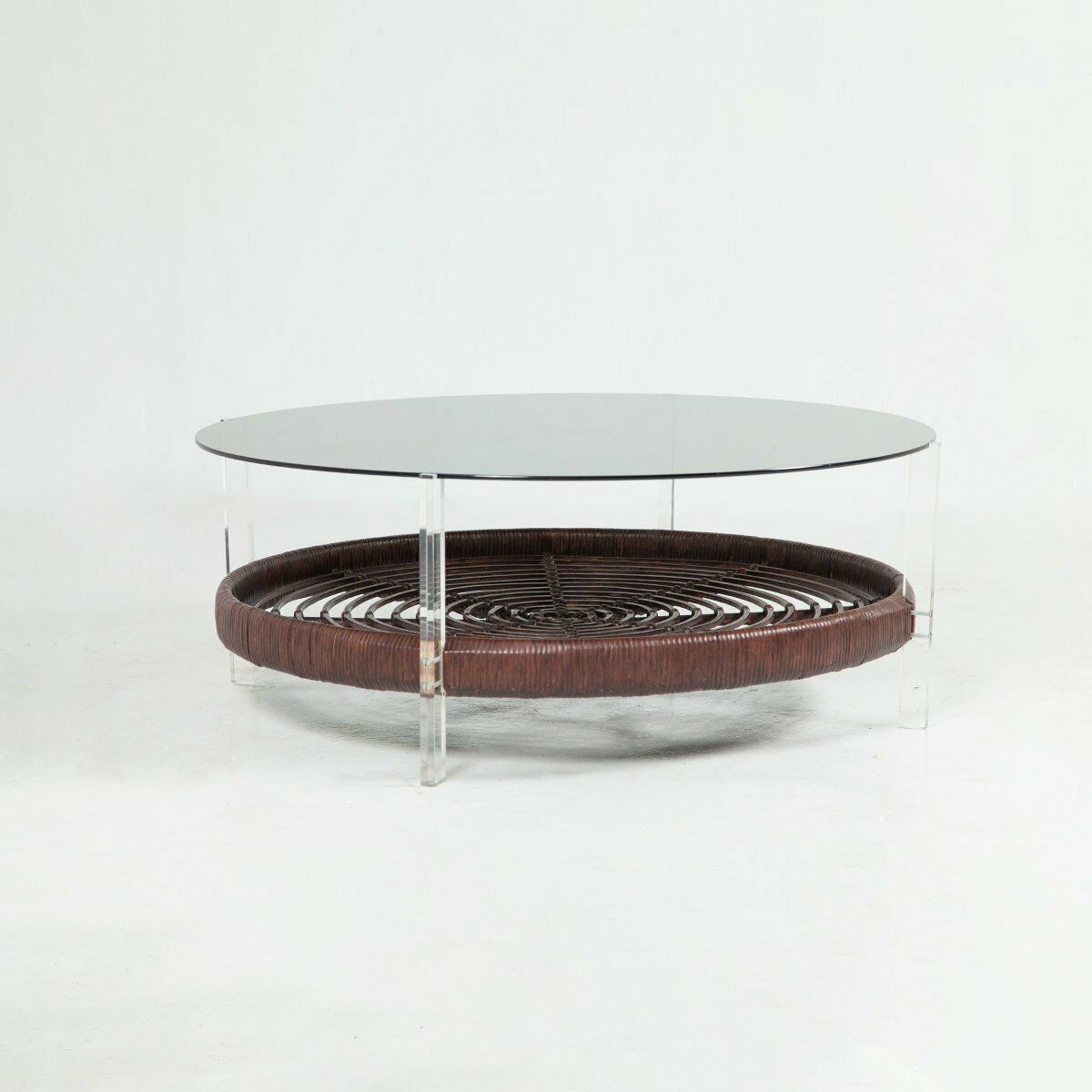 Rattan Glass Acrylic Glass Coffee Table From T Spectrum, 1970s photo furniture