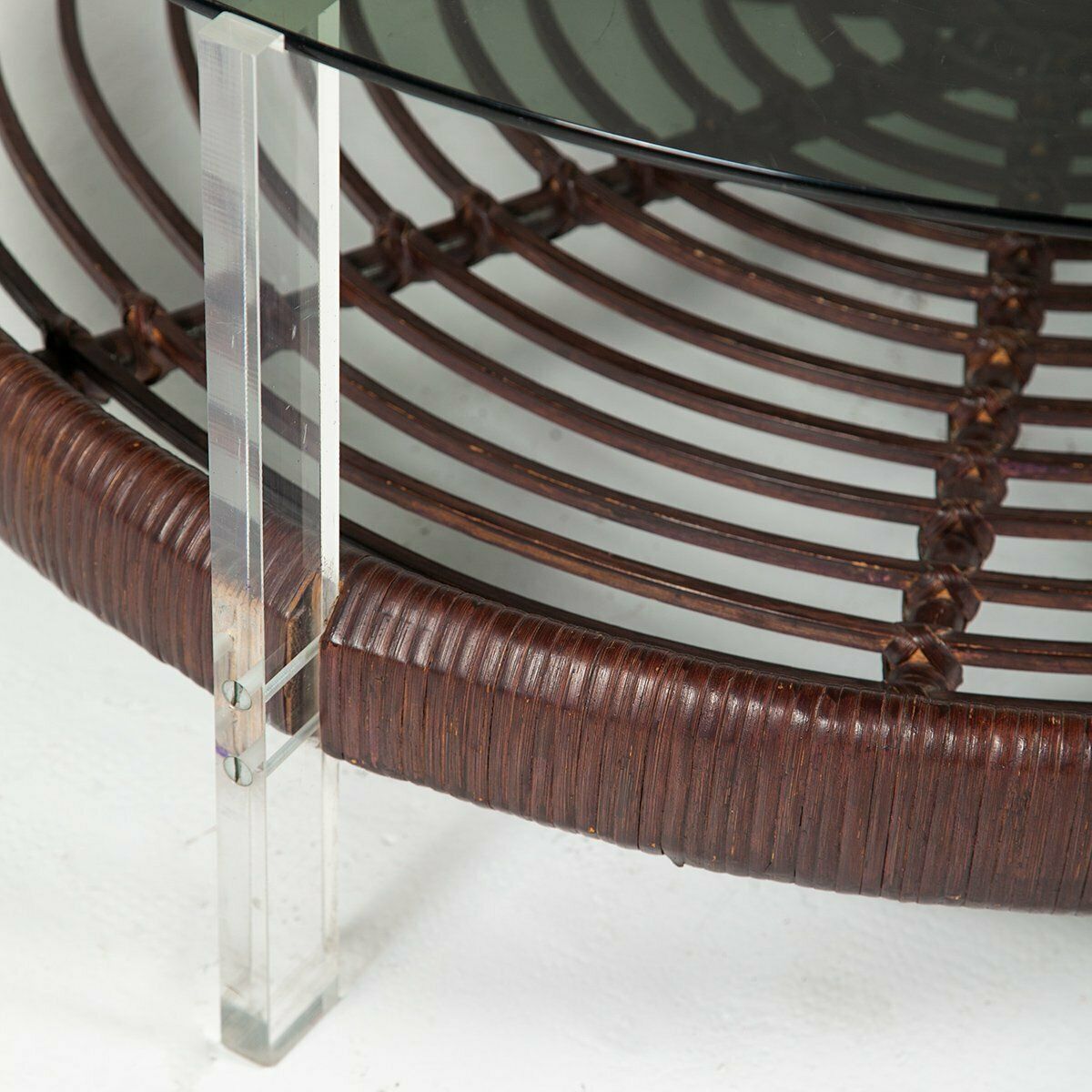 Rattan Glass Acrylic Glass Coffee Table From T Spectrum, 1970s photo 1008.0