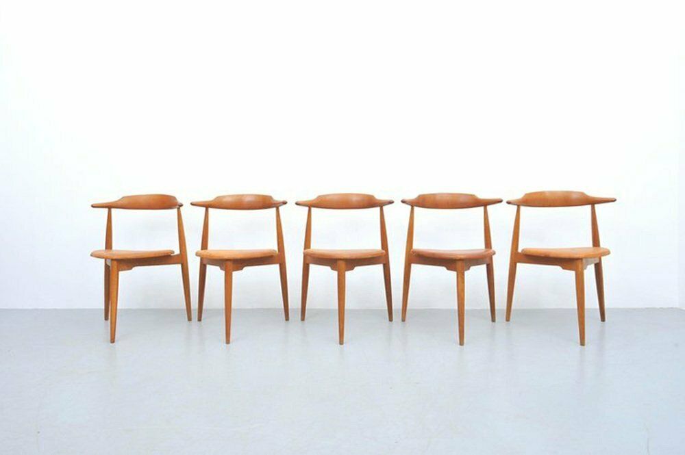 Fh4104 Heart Chair By Hans J. Wegner For Fritz Hansen, Set Of 5