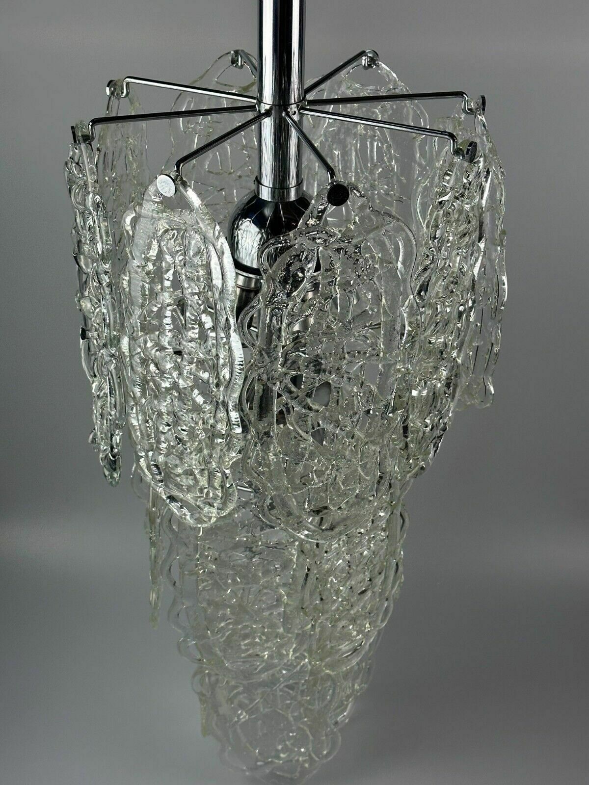 60s 70s Chandelier Av Mazzega Chandelier “Ragnatela” Murano Glass Space Age photo vinterior