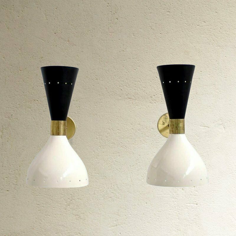 Italian Aluminum And Brass Sconces, 1950s, Set Of 2 photo furniture