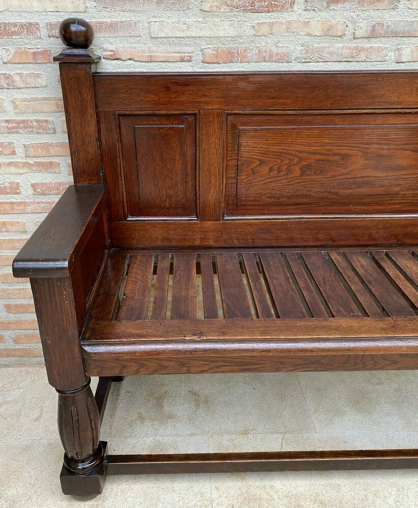 photo for sale Large Early 20th Century French Bench In Oak With Long Seat, 1940s