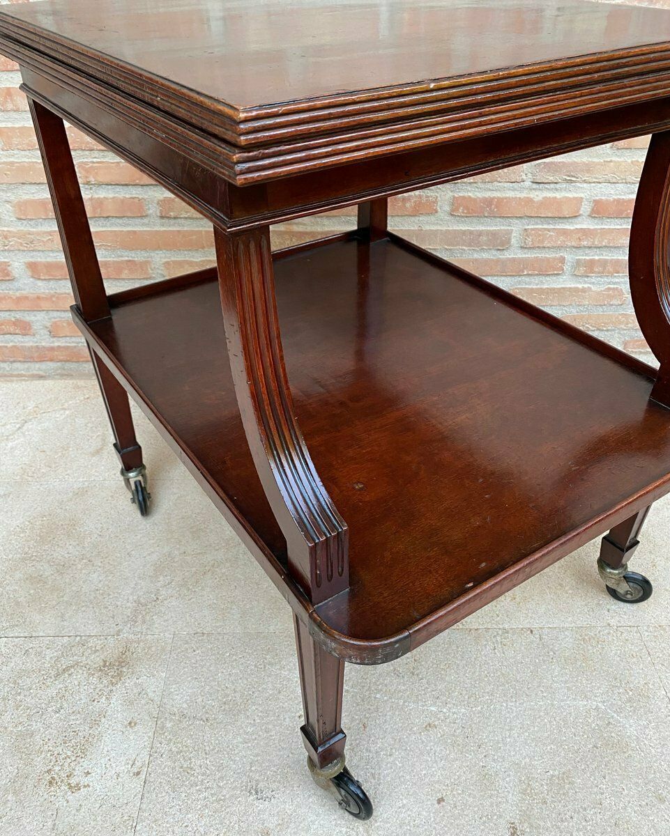 Early 20th Century Cherry Wood Serving Bar Cart With Removable Tray, 1940s photo buy