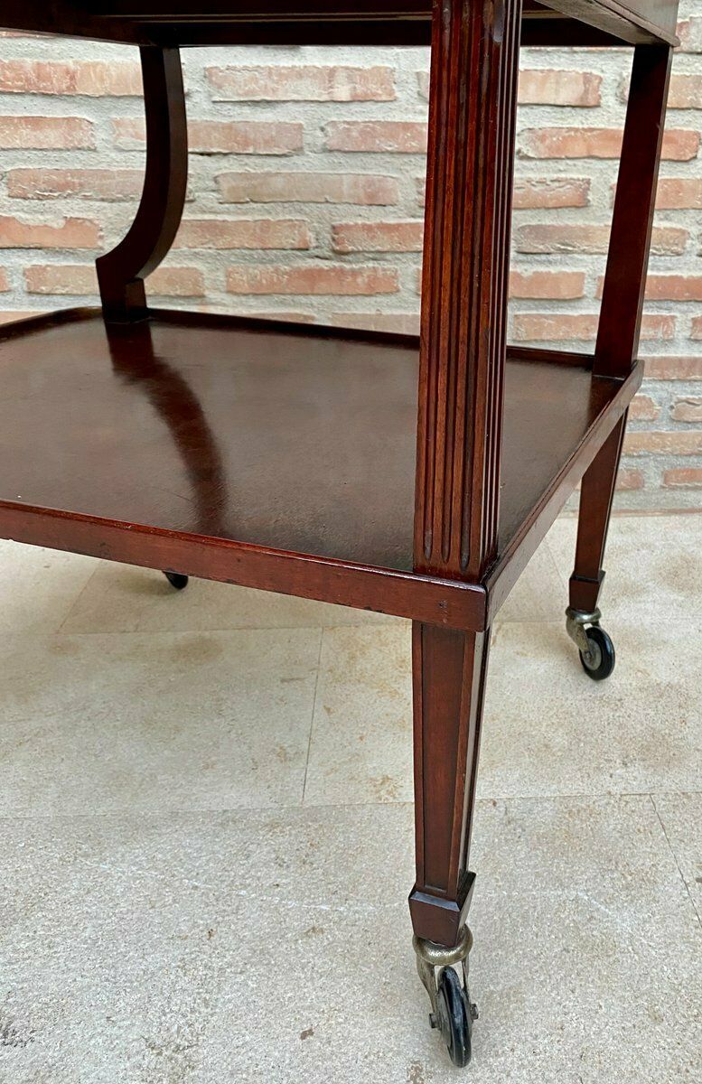 Furniture Early 20th Century Cherry Wood Serving Bar Cart With Removable Tray, 1940s photo