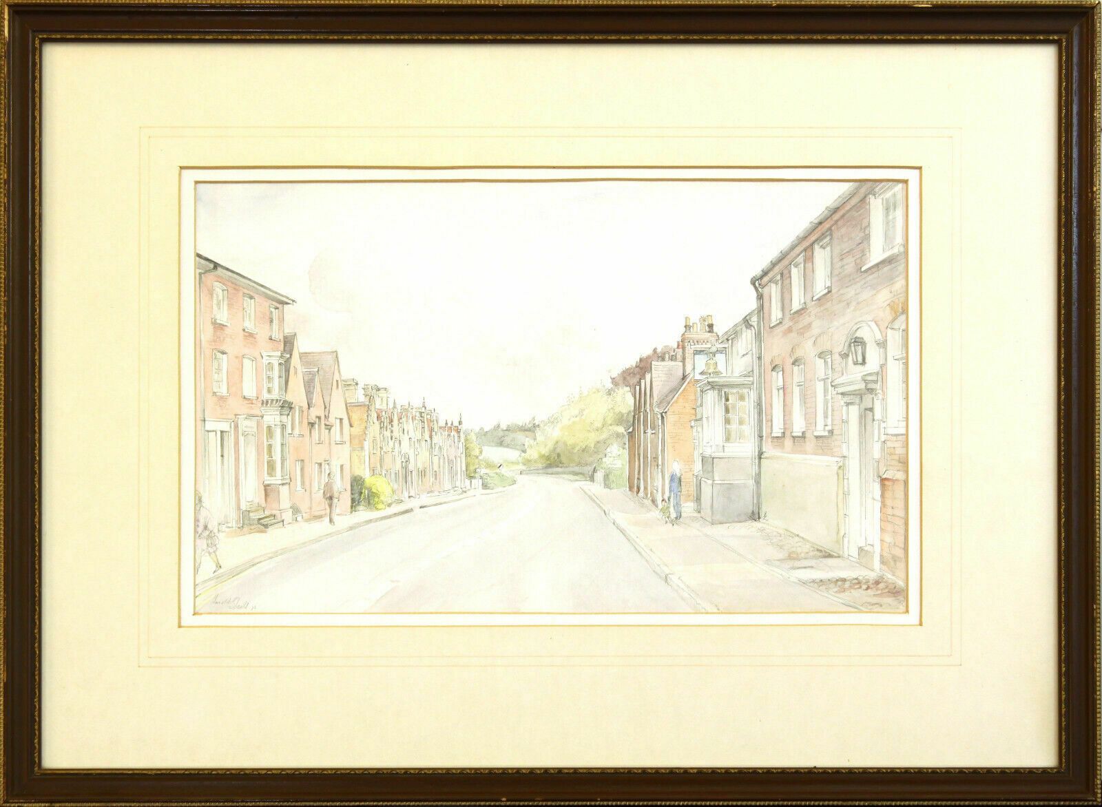 Watercolour By Harold Sheild. "High Street (Woburn) The Bell To The R(ight)"