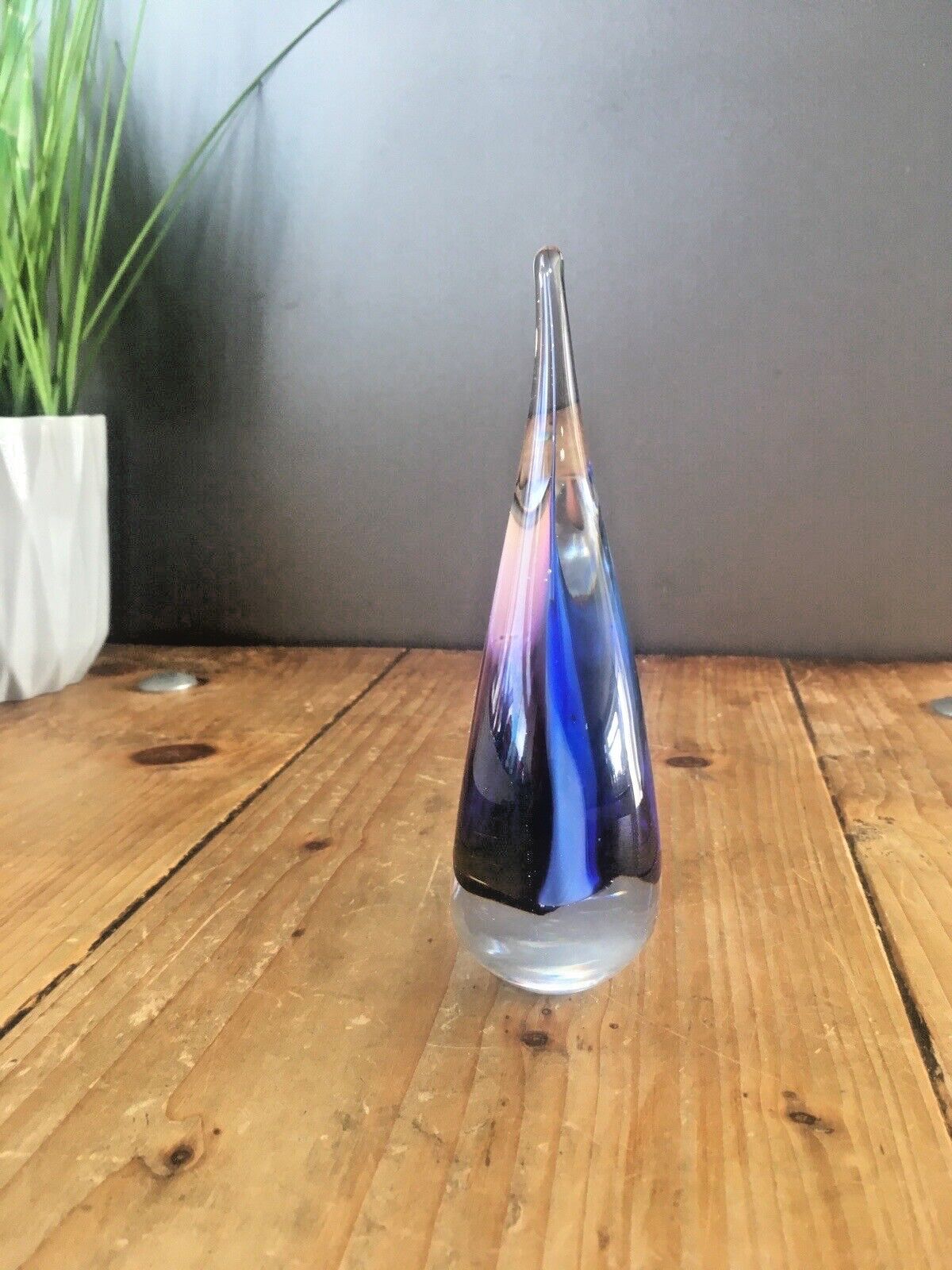 Lovely Signed Polish Marian Pyrcak Sommerso Style Teardrop Sculpture Paperweight photo 55.0