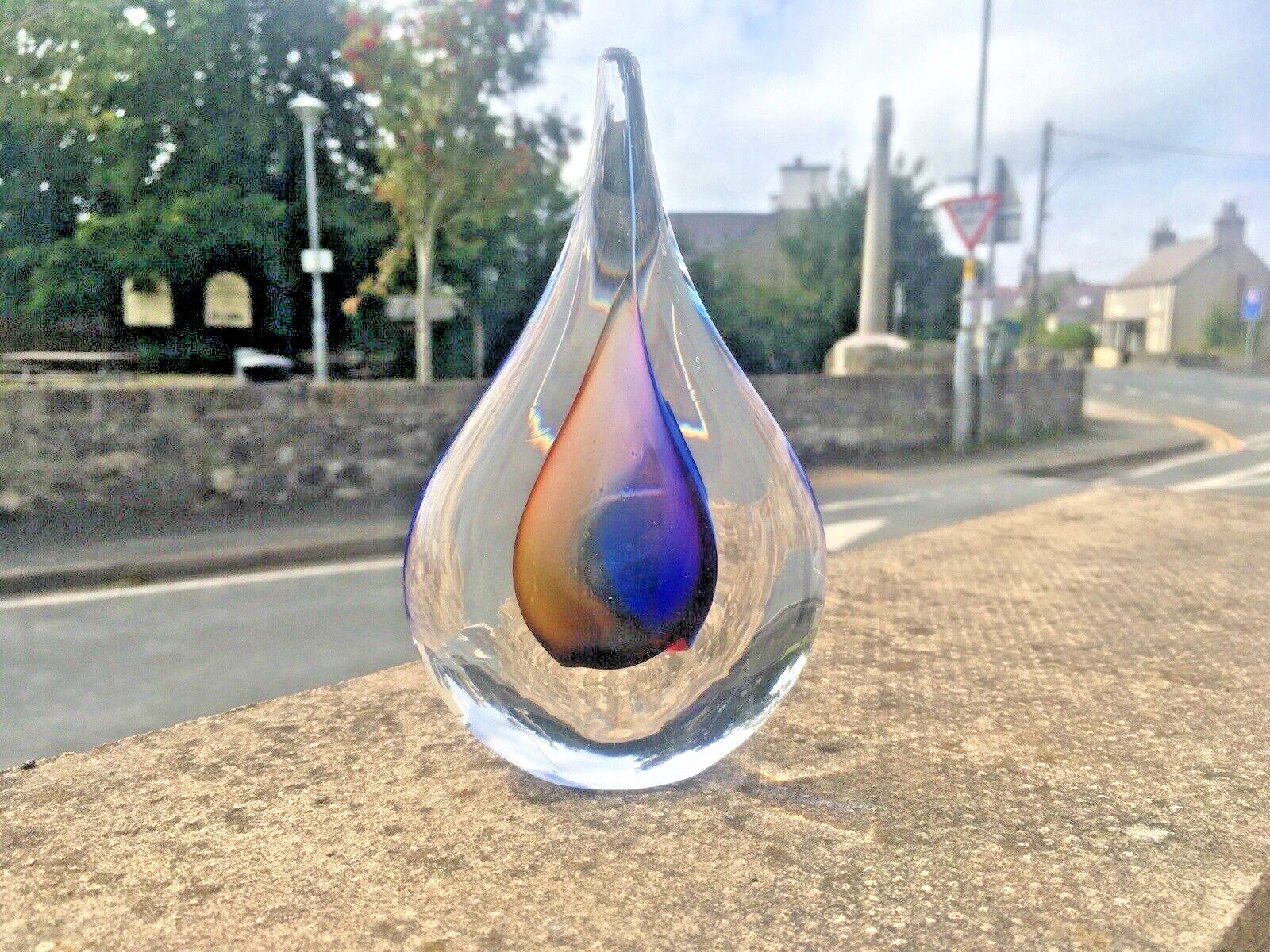 Home Decor Lovely Signed Polish Marian Pyrcak Sommerso Style Teardrop Sculpture Paperweight photo