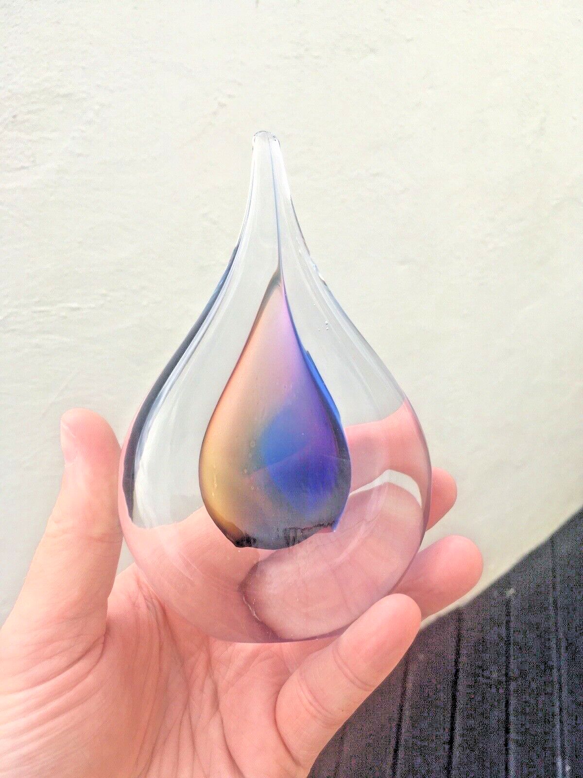 photo buy Lovely Signed Polish Marian Pyrcak Sommerso Style Teardrop Sculpture Paperweight
