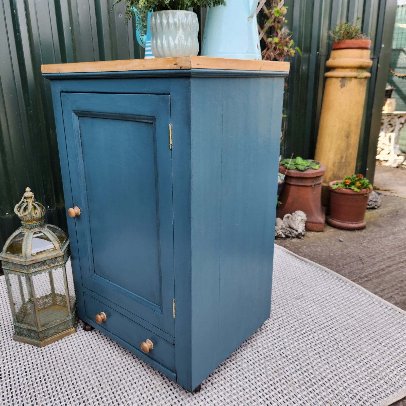 Kitchen Larder Cupboard, Upcycled With Farrow & Ball Inchyra Blue photo for sale