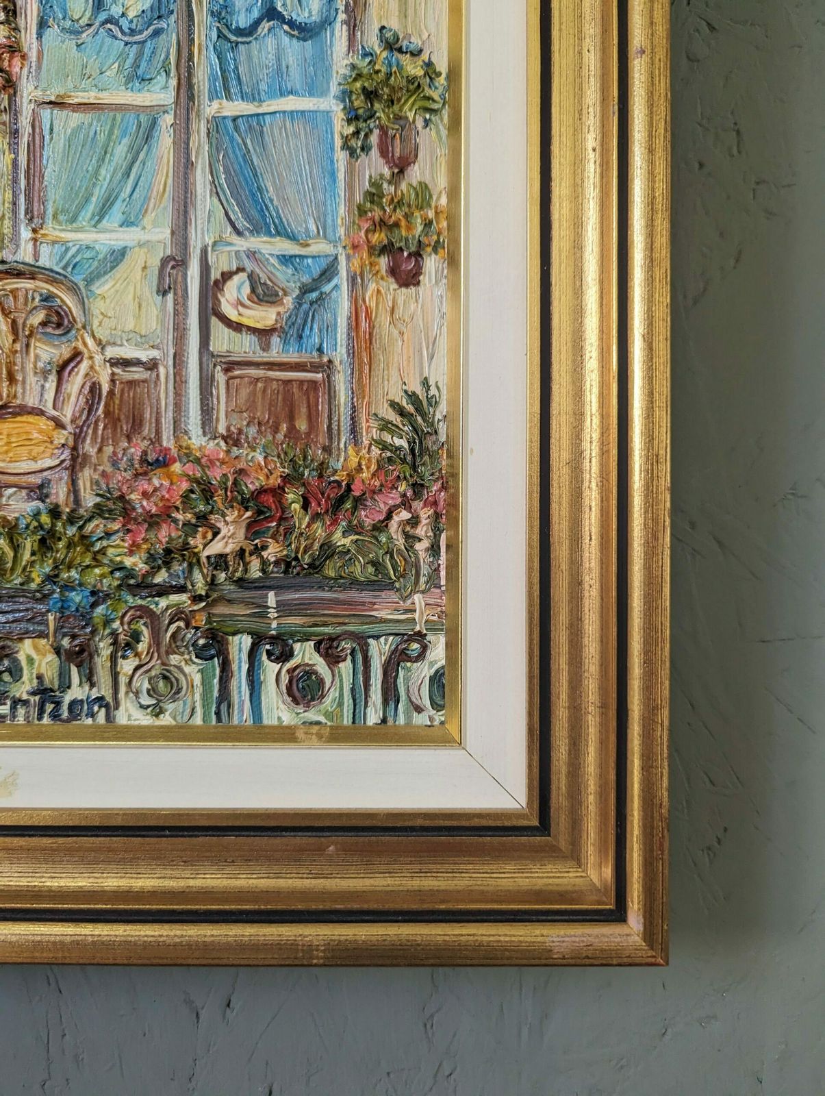 Mini Landscapes Balcony Garden, Oil Painting photo vintage