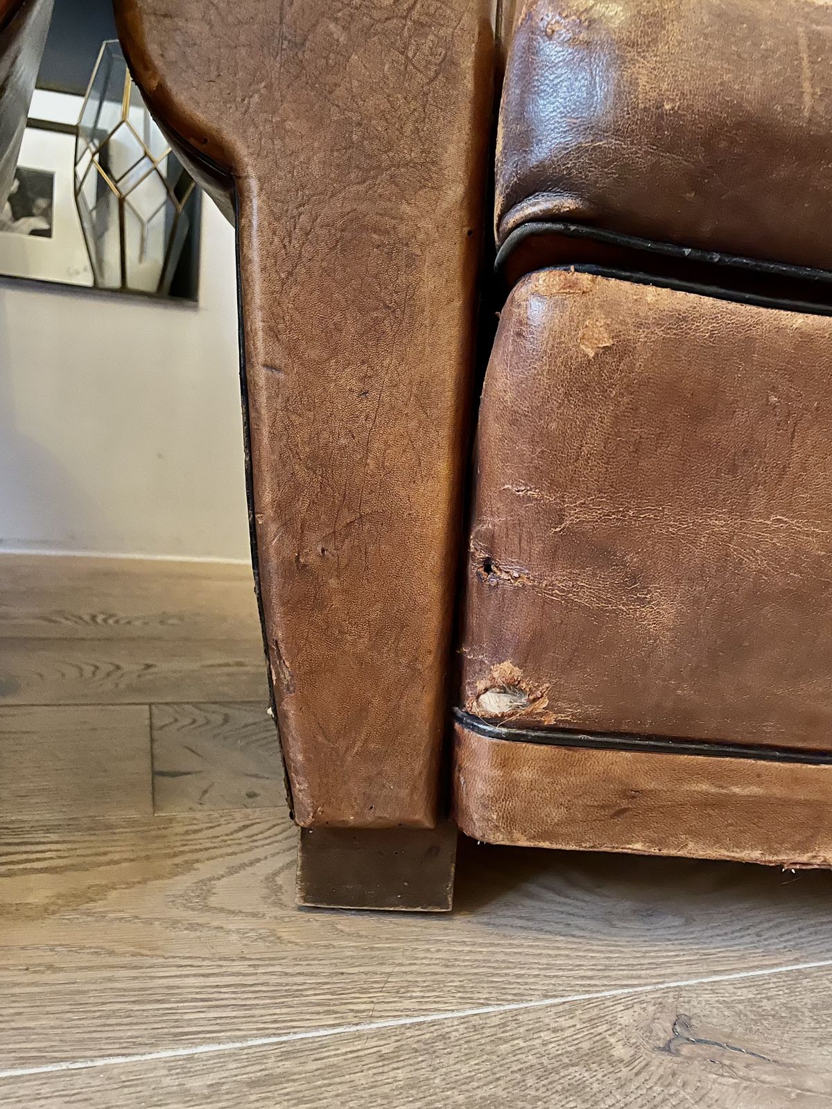 Pair Of 1950s Leather Club Chairs   Original Condition photo buy