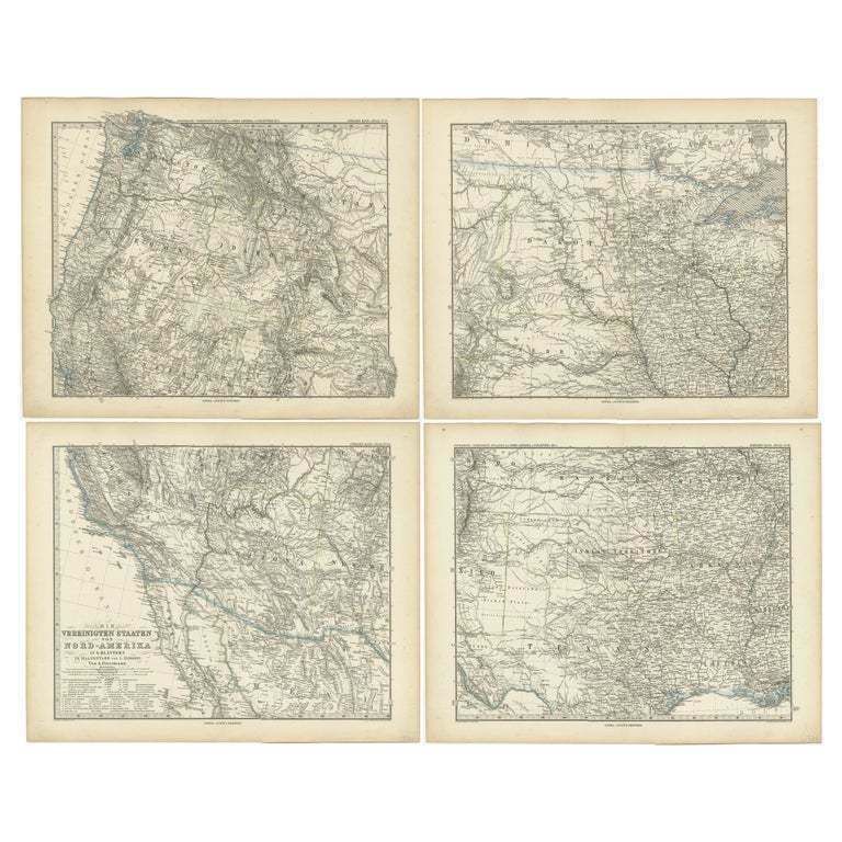 Set Of 4 Antique Maps Of Part Of The United States Of America
